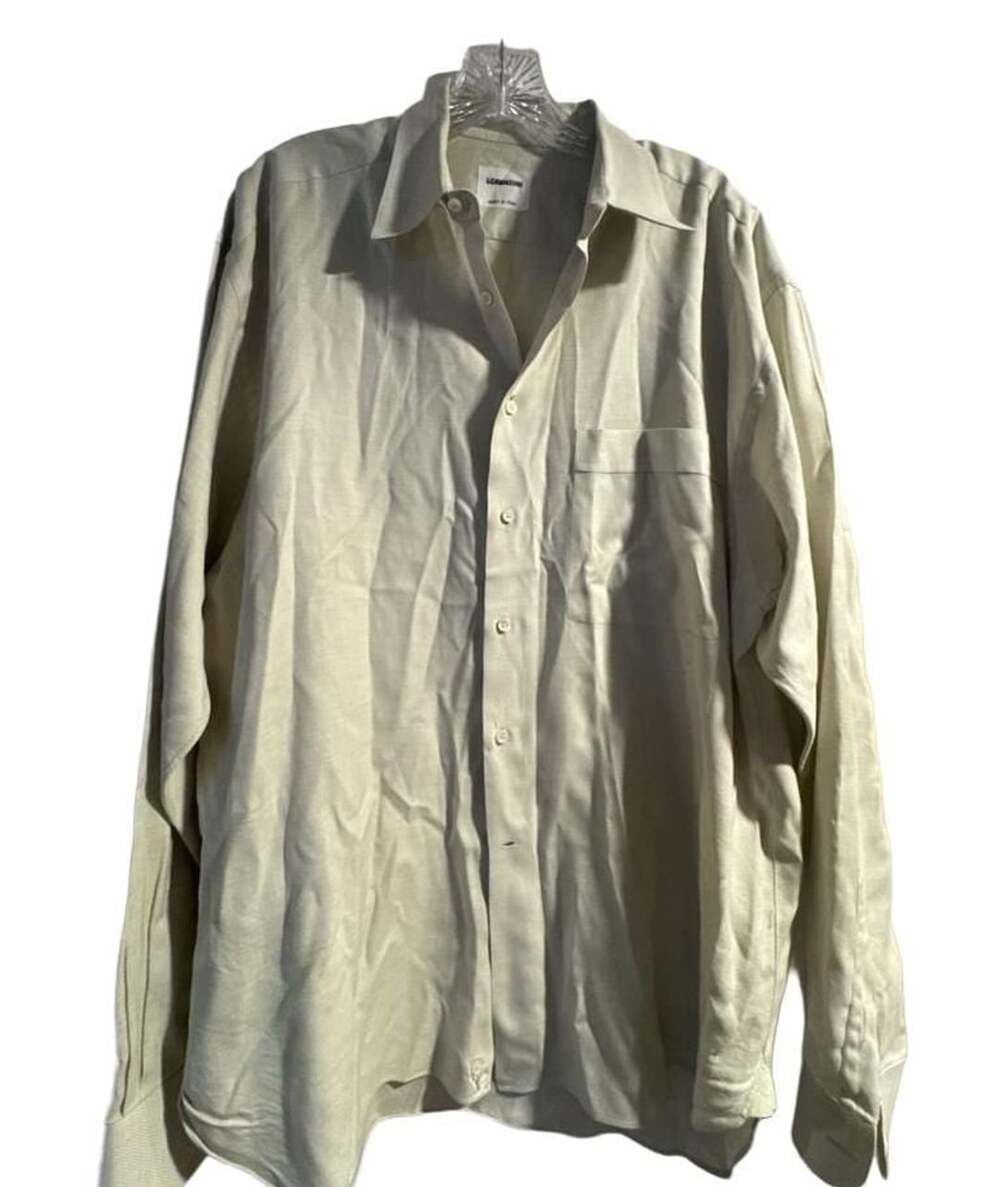 Lorenzini Made in Italy Beige Textured Long Sleeve Button-Up Dress Shirt Size 16